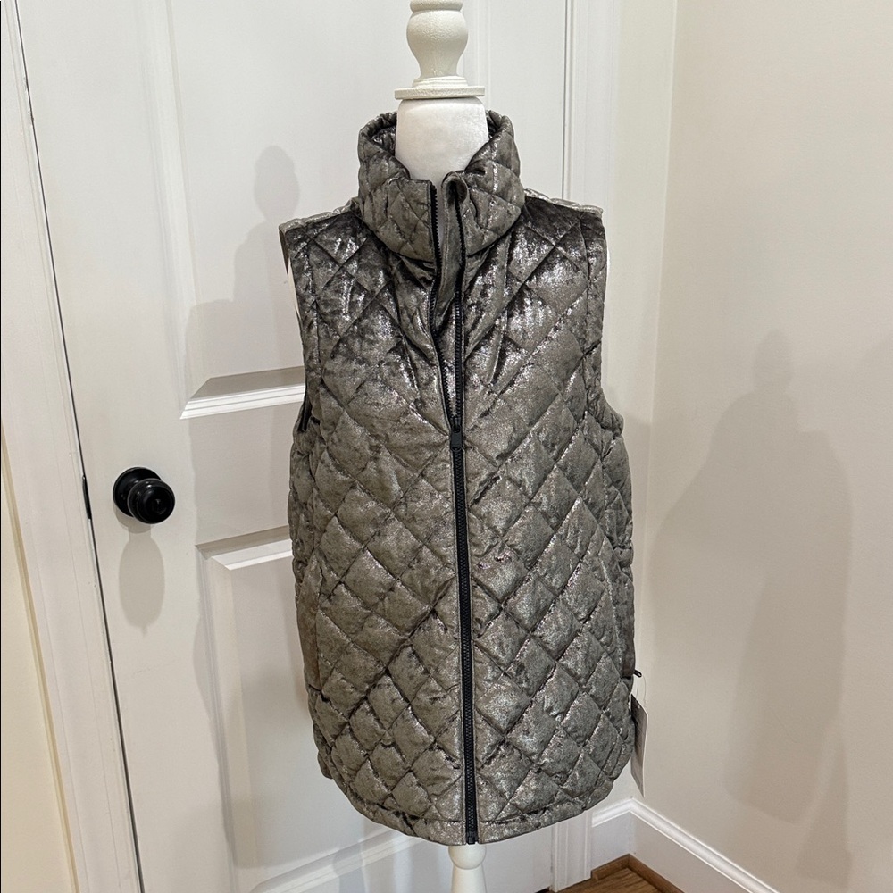 Quilted Metallic Velvet Vest